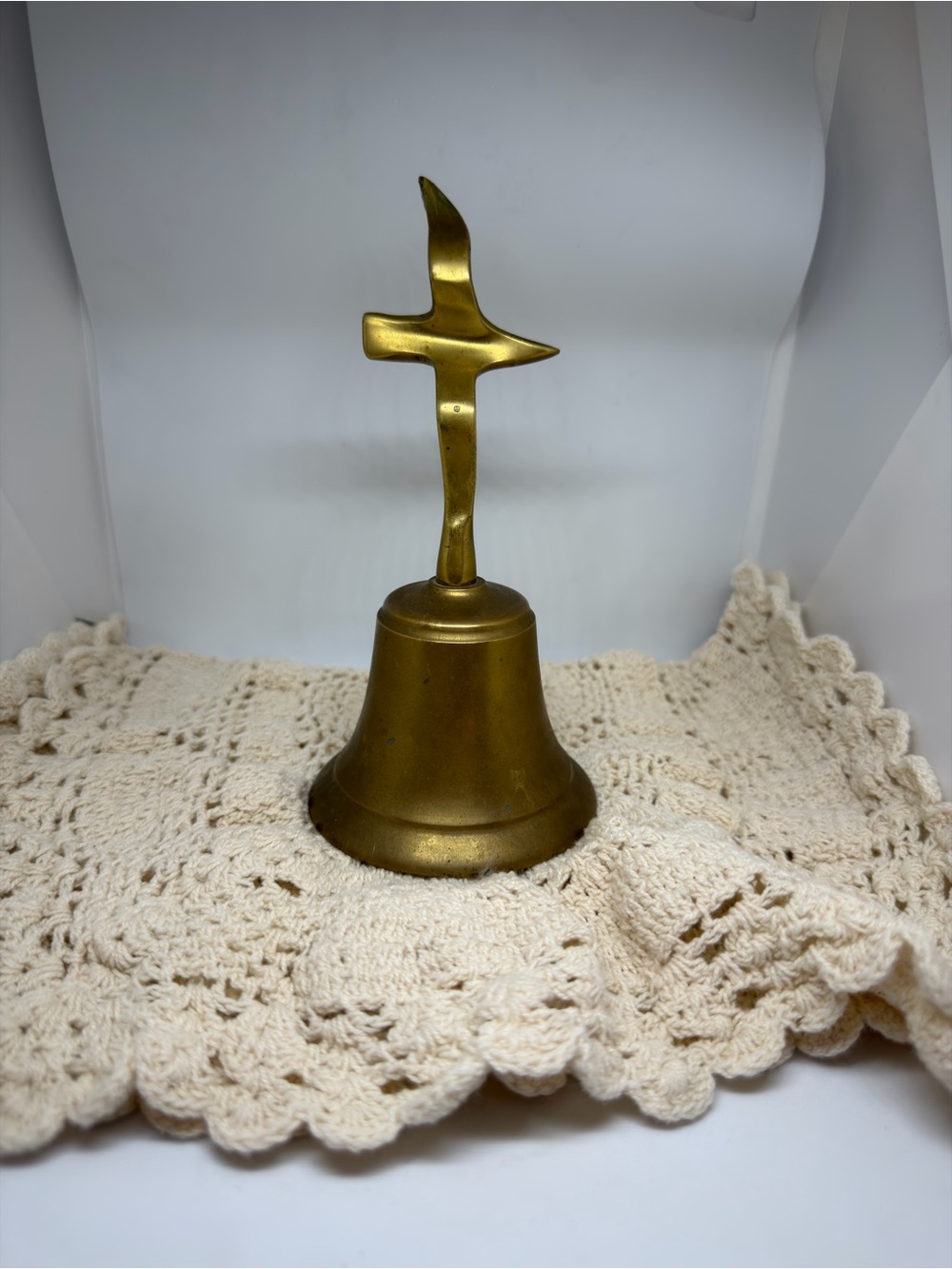 Brass Decorative Bell with Bird Accent